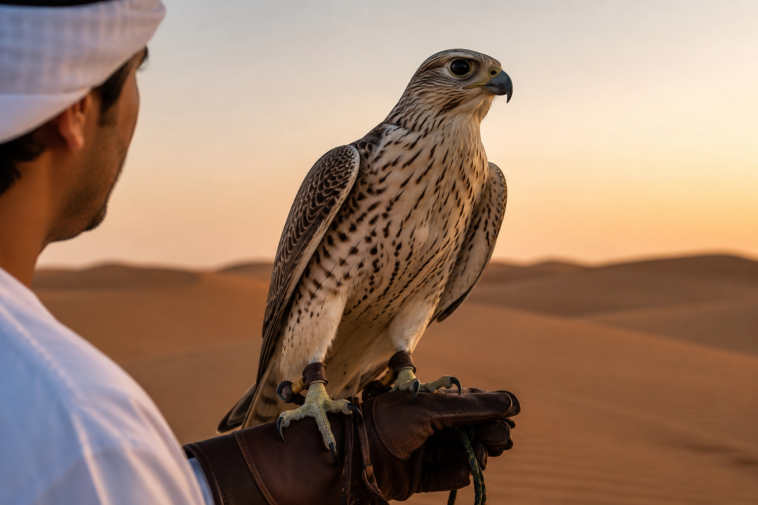 Falcon photo add-on in Dubai desert