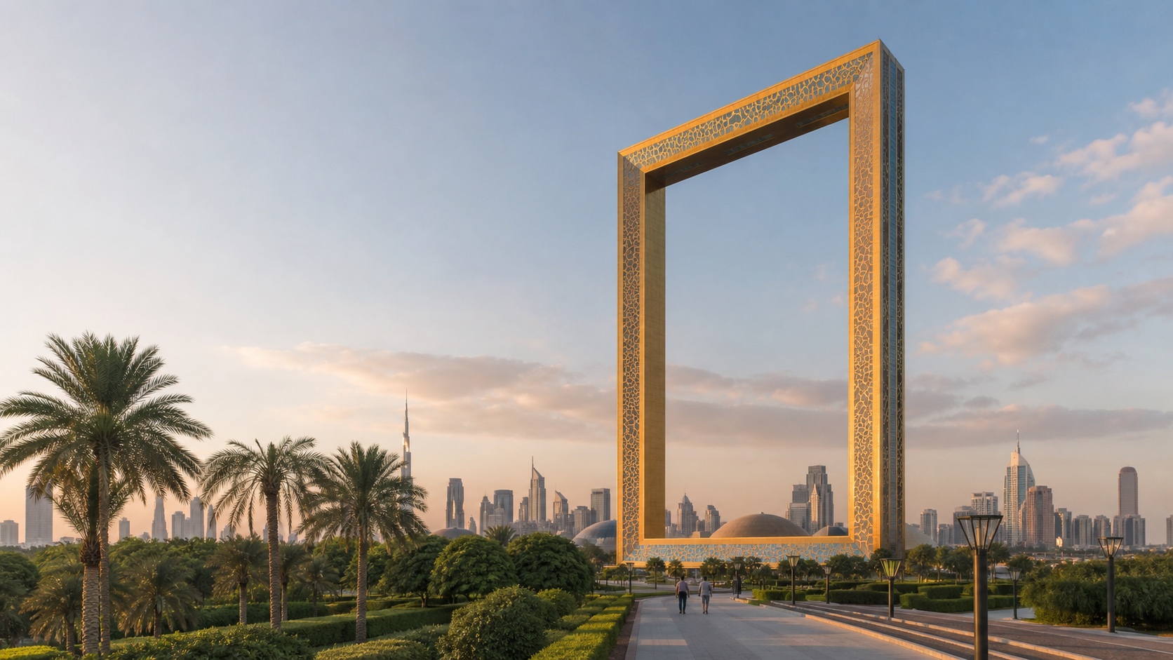 Dubai Frame exterior and skyline view context for a separate viewpoint day