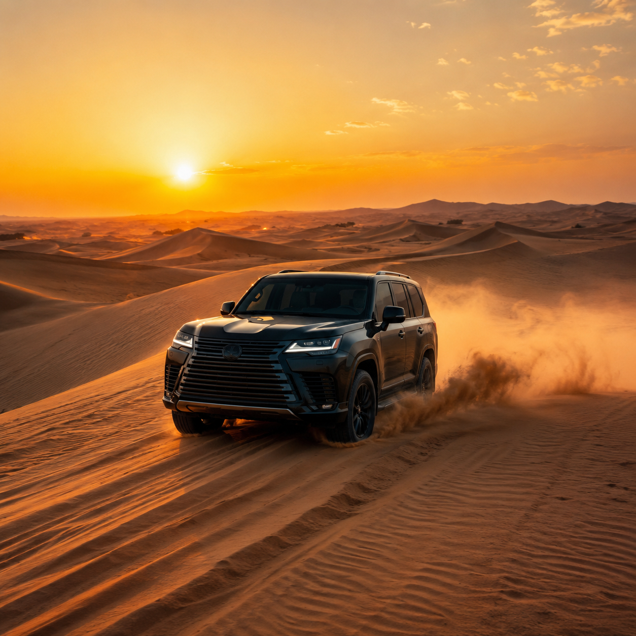 Dubai desert safari guide with evening dunes